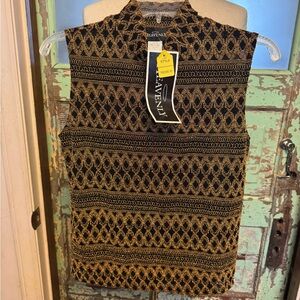 Unique Vintage Black and Gold Patterned Blouse